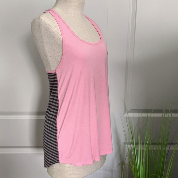 PJ Salvage Tank Lounge Embroider Rainbow Racer Back Pink Grey Black Stripe M NWT - Picture 6 of 8